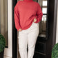 Leena Mock Neck Pullover in Cranberry