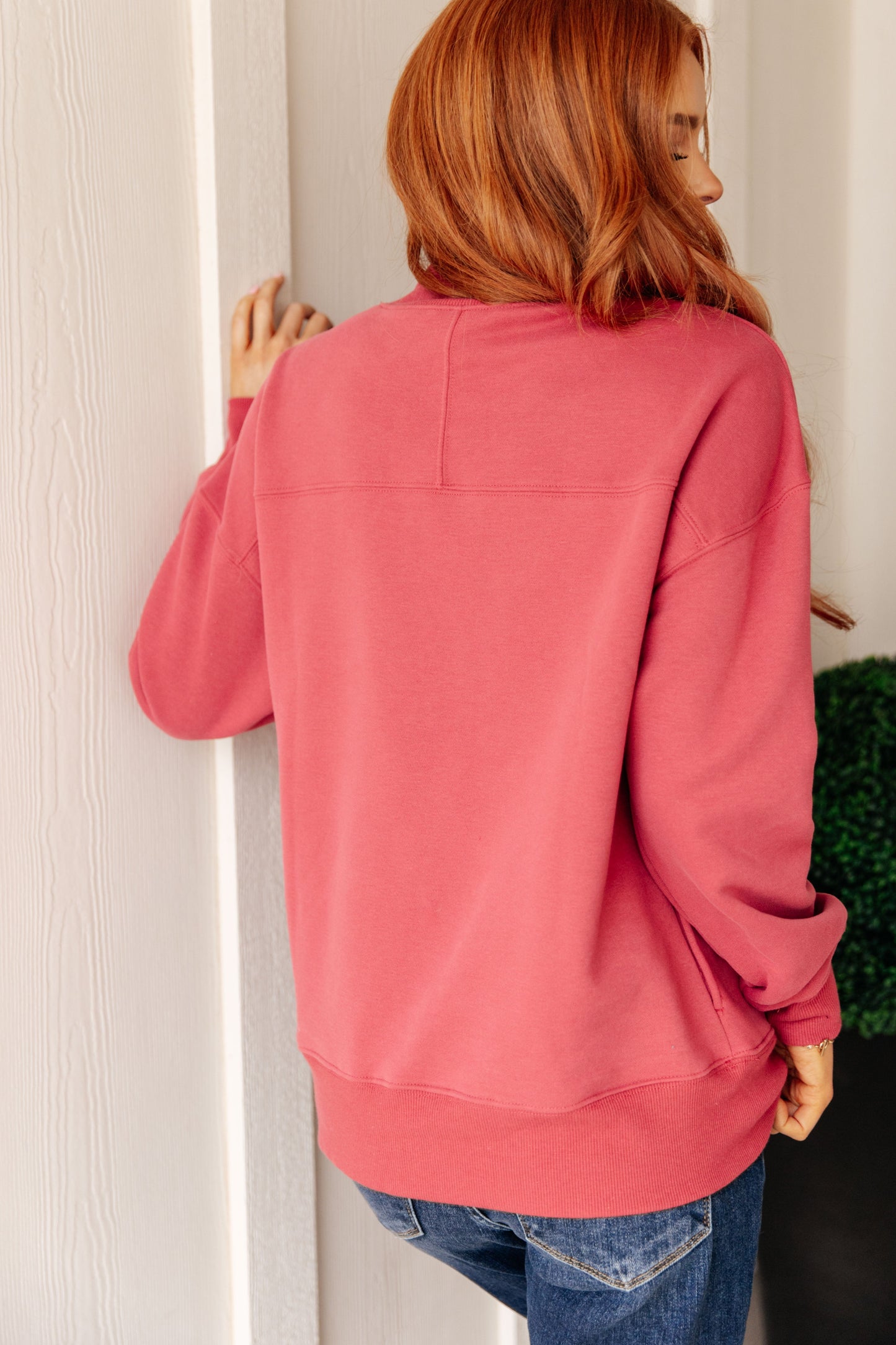 Leena Mock Neck Pullover in Cranberry