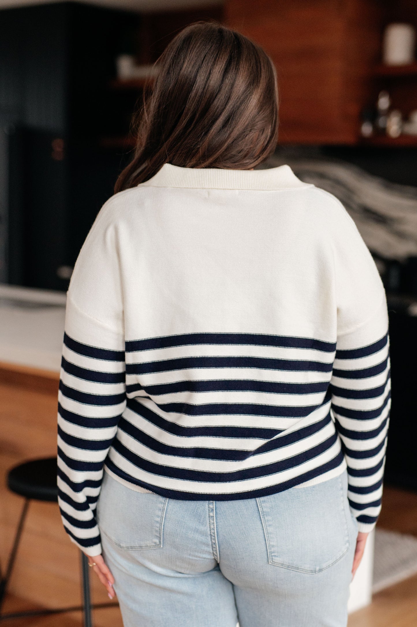 Memorable Moments Striped Sweater in White/Navy