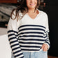 Memorable Moments Striped Sweater in White/Navy