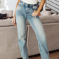 Judy Blue High Rise Plaid Cuff Vintage Straight Jeans
