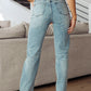 Judy Blue High Rise Plaid Cuff Vintage Straight Jeans