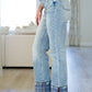 Judy Blue High Rise Plaid Cuff Vintage Straight Jeans