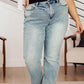 Judy Blue High Rise Plaid Cuff Vintage Straight Jeans