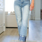 Judy Blue High Rise Plaid Cuff Vintage Straight Jeans