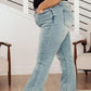 Judy Blue High Rise Plaid Cuff Vintage Straight Jeans