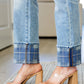 Judy Blue High Rise Plaid Cuff Vintage Straight Jeans