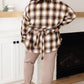 Outside Stroll Plaid Waist Tie Shacket In Brown
