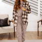 Outside Stroll Plaid Waist Tie Shacket In Brown