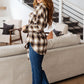 Outside Stroll Plaid Waist Tie Shacket In Brown