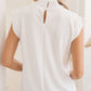 Overqualified Mock Neck Cap Sleeve Top