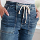 Payton Pull On Denim Joggers in Medium Wash
