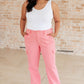 Judy Blue High Rise Pink Garment Dyed Cargo Straight Leg Jeans