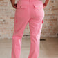 Judy Blue High Rise Pink Garment Dyed Cargo Straight Leg Jeans