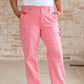 Judy Blue High Rise Pink Garment Dyed Cargo Straight Leg Jeans