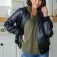 This Is It Faux Leather Bomber Jacket In Black