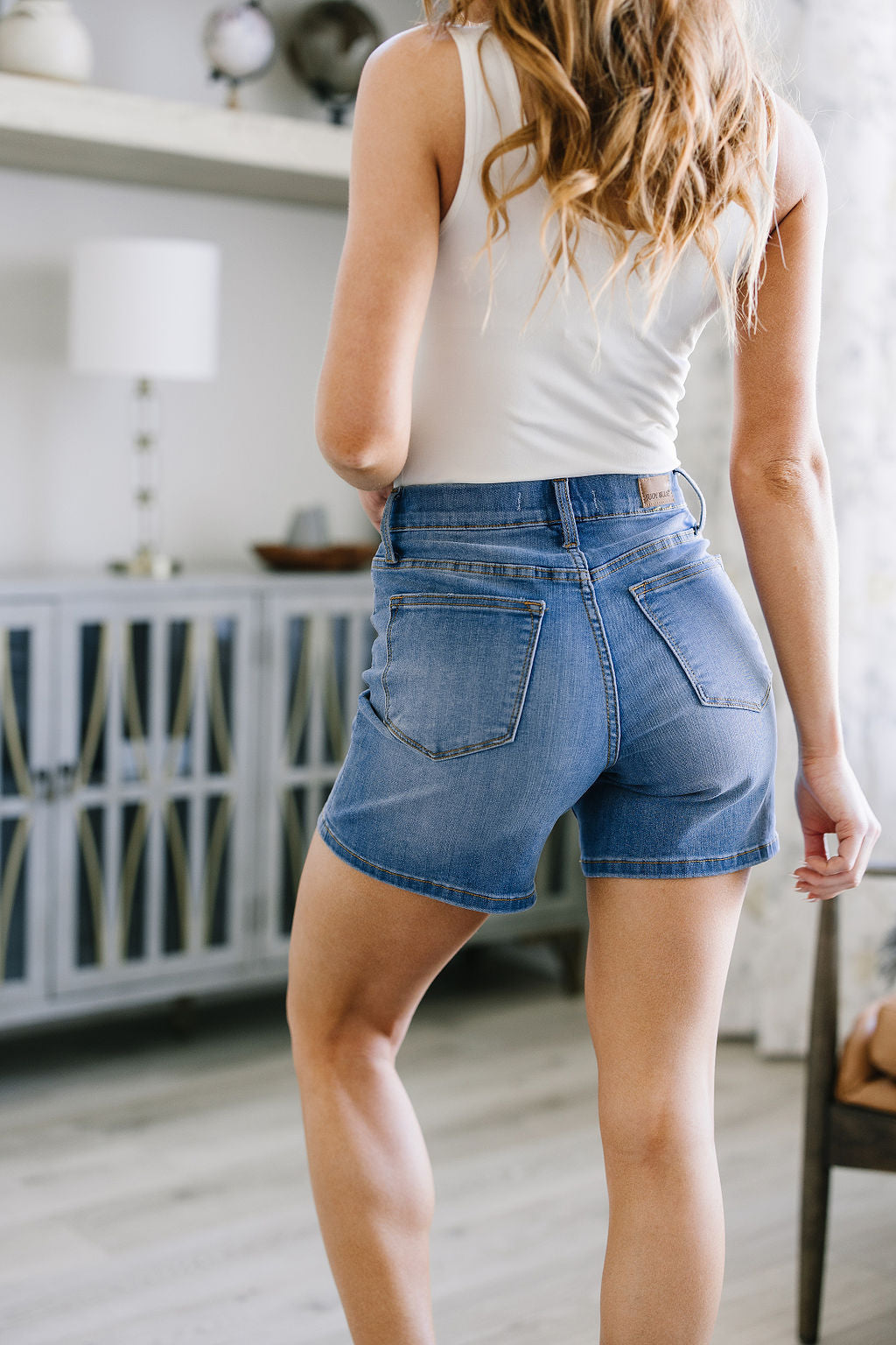 Judy Blue Pull On Elastic Waistband Denim Shorts