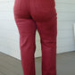 Judy Blue High Rise Front Seam Straight Jeans in Burgundy