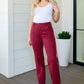 Judy Blue High Rise Front Seam Straight Jeans in Burgundy