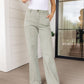 Judy Blue High Rise Front Seam Straight Jeans in Sage