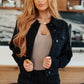 Reese Rhinestone Denim Jacket in Black