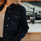 Reese Rhinestone Denim Jacket in Black