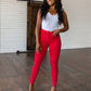 Judy Blue High Rise Control Top Garment Dyed Skinny Jeans in Ruby