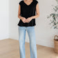 Ruched Cap Sleeve Top in Black