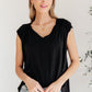 Ruched Cap Sleeve Top in Black