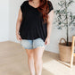 Ruched Cap Sleeve Top in Black