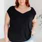 Ruched Cap Sleeve Top in Black