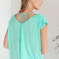 Ruched Cap Sleeve Top in Neon Blue