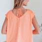 Ruched Cap Sleeve Top in Neon Orange