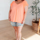 Ruched Cap Sleeve Top in Neon Orange