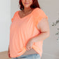 Ruched Cap Sleeve Top in Neon Orange