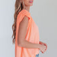 Ruched Cap Sleeve Top in Neon Orange