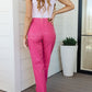 Judy Blue Tummy Control Faux Leather Pants in Hot Pink