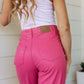 Judy Blue Tummy Control Faux Leather Pants in Hot Pink