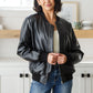 This Is It Faux Leather Bomber Jacket In Black