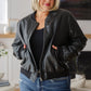 This Is It Faux Leather Bomber Jacket In Black