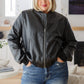 This Is It Faux Leather Bomber Jacket In Black