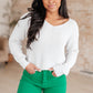 Told You So Ribbed Knit V Neck Sweater