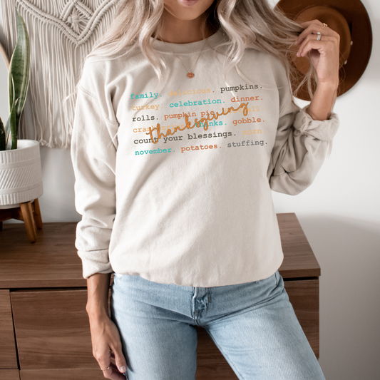 Thanksgiving Words Sweatshirt
