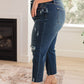 Judy Blue High Rise Distressed Wide Leg Crop Jeans