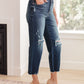 Judy Blue High Rise Distressed Wide Leg Crop Jeans