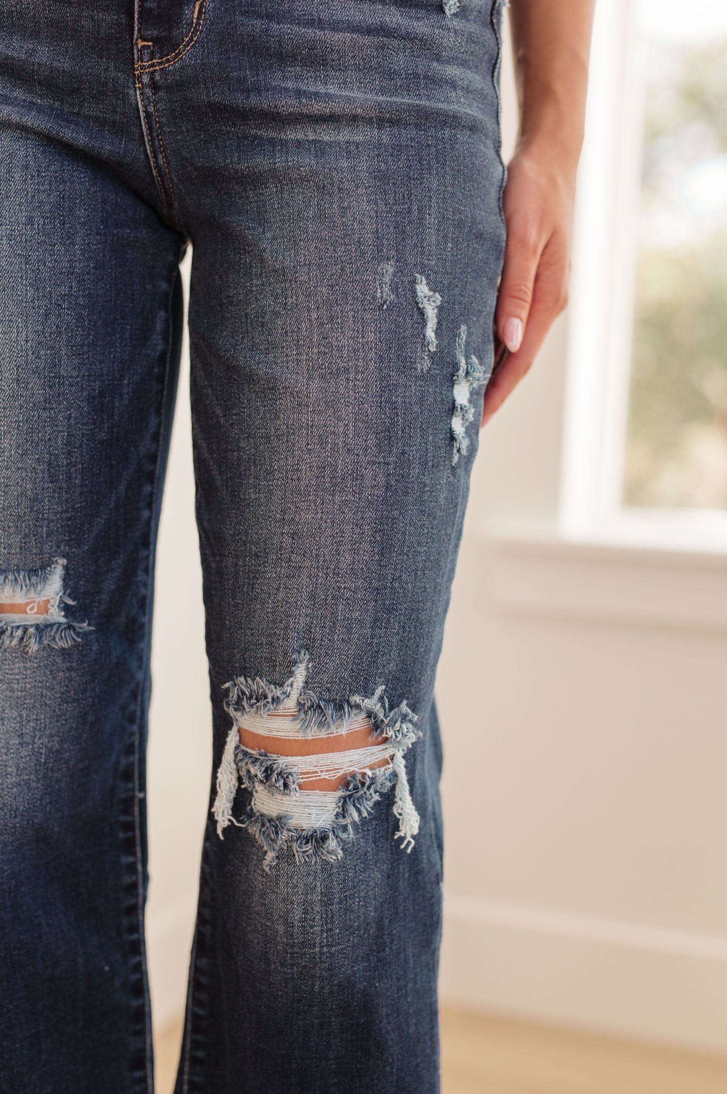 Judy Blue High Rise Distressed Wide Leg Crop Jeans