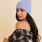 Smiley Face Embroidered Ribbed Knit Beanie: Mustard