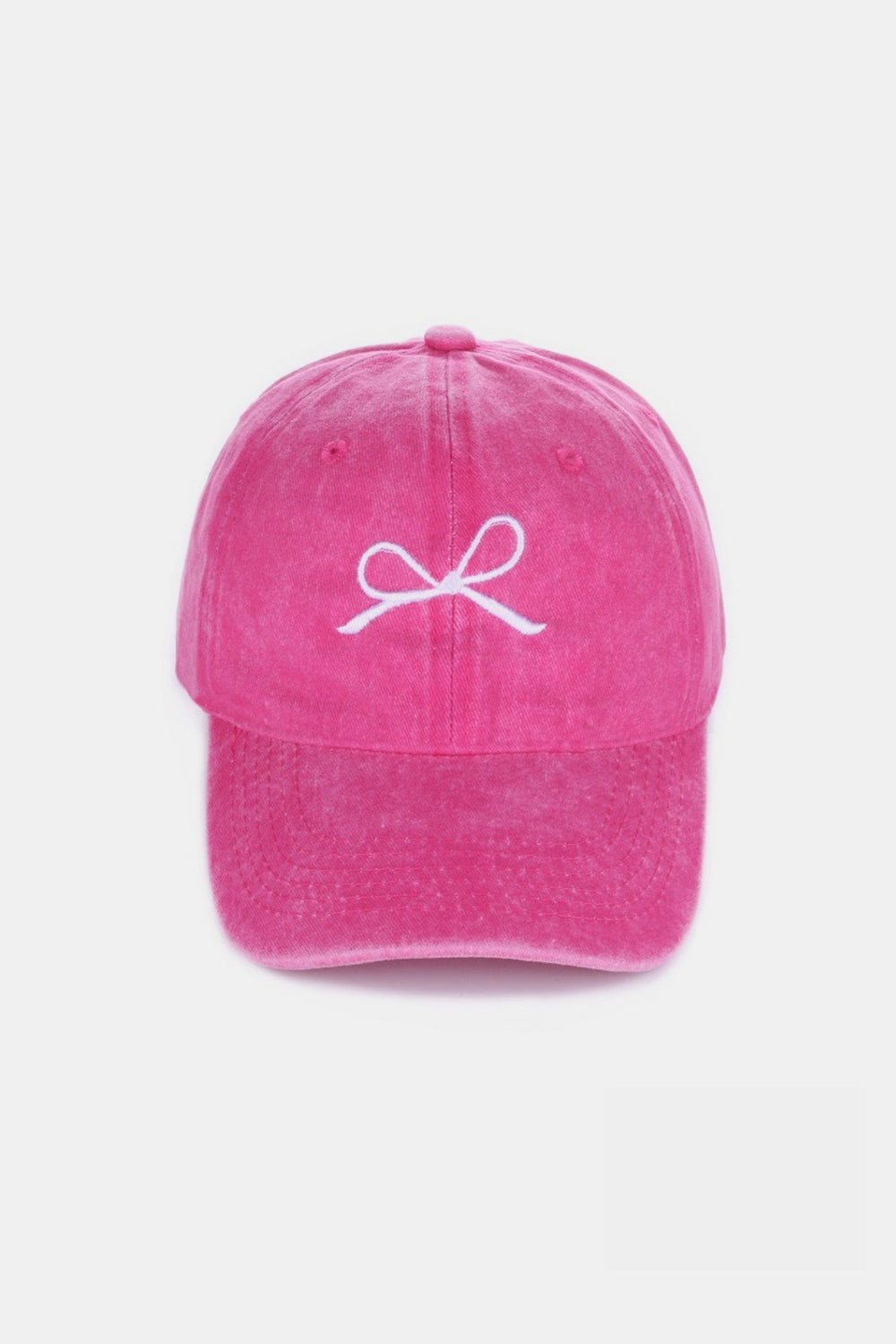 Bow Embroidered Washed Ballcap