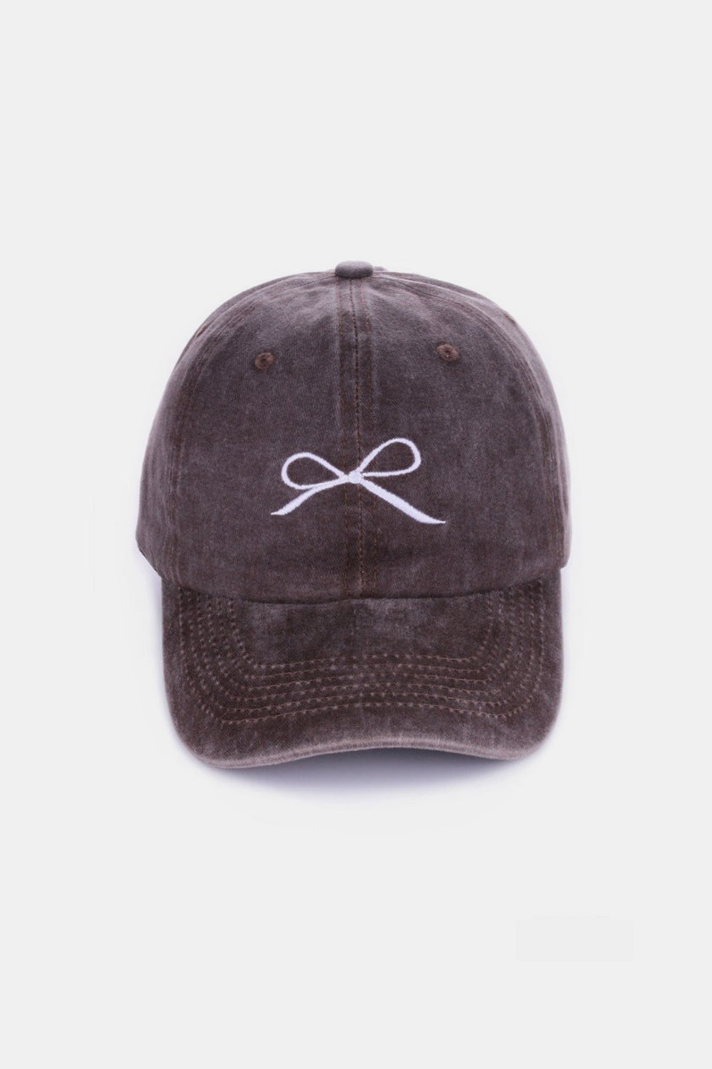 Bow Embroidered Washed Ballcap