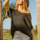 V-Neck Short Sleeve Knit Top in Black